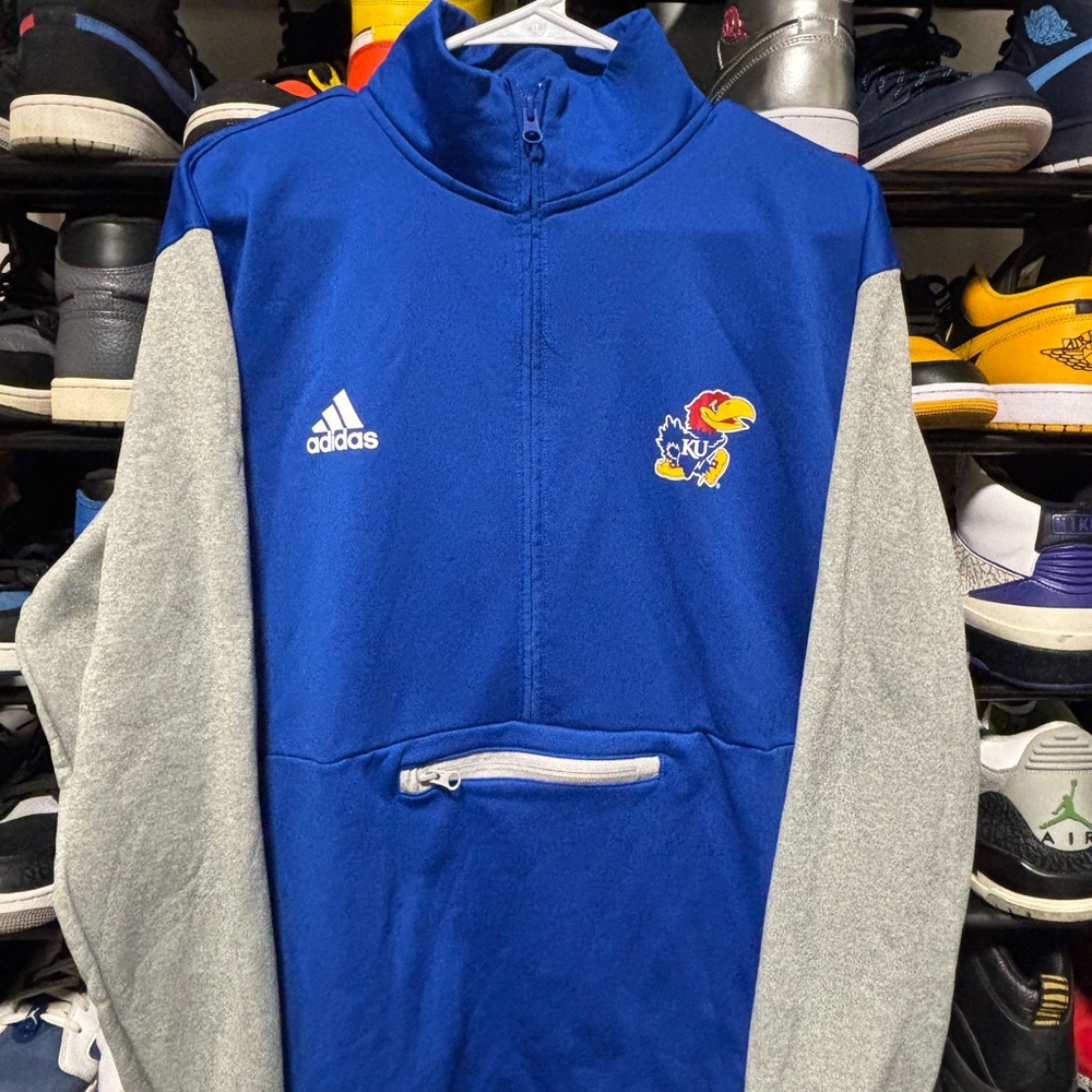 Blue Adidas Kansas Jayhawks quarter zip jacket #collegiate Size XL